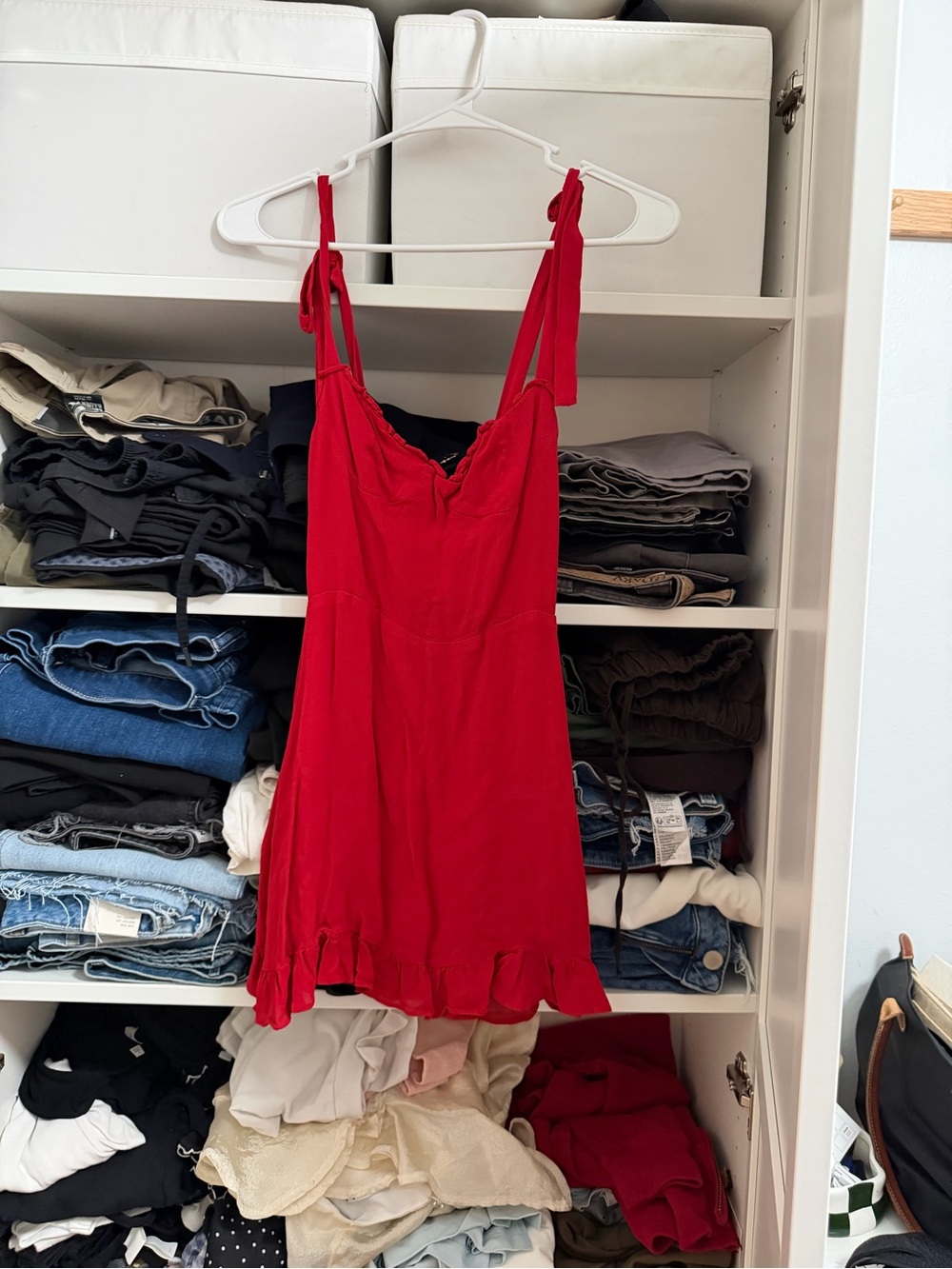 Reformation Red Tie-Strap Mini Dress